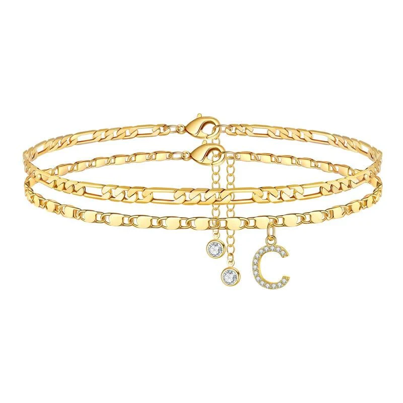 Double Layered Letter Anklet - Image 6