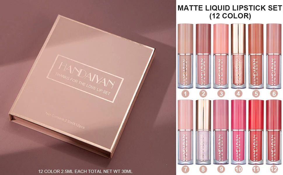 Handaiyan 12 Pcs Velvet Matte Liquid Lipstick Set - Image 7