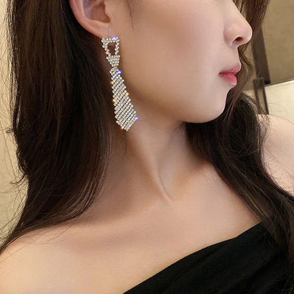 Inlaid Zircon Tie Earrings - Image 4