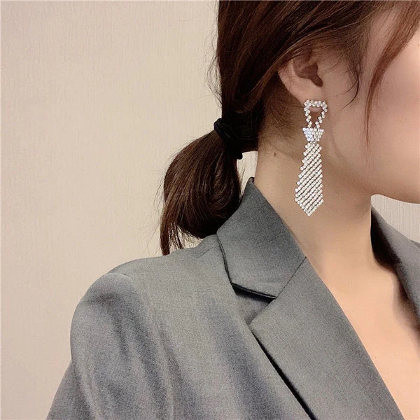 Inlaid Zircon Tie Earrings - Image 6