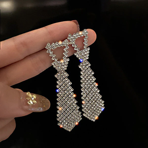 Inlaid Zircon Tie Earrings - Image 7