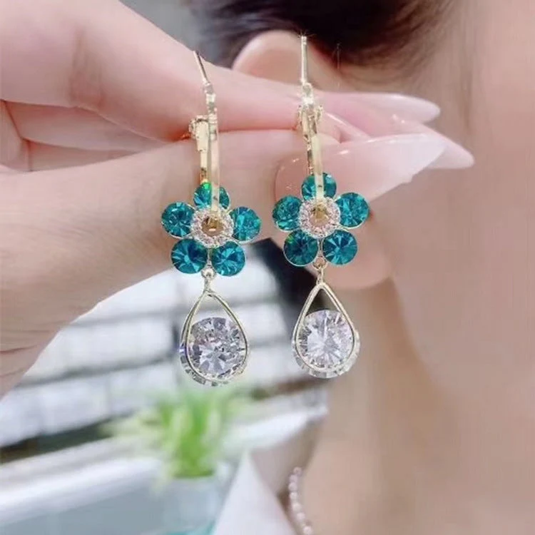 Sapphire Flower Earrings - Image 3
