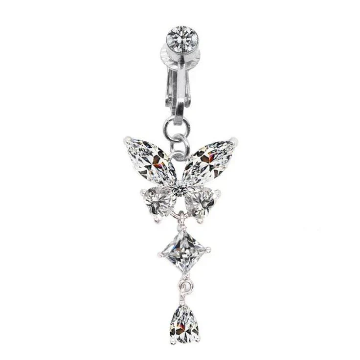 Butterfly Clip On Belly Ring - Image 4